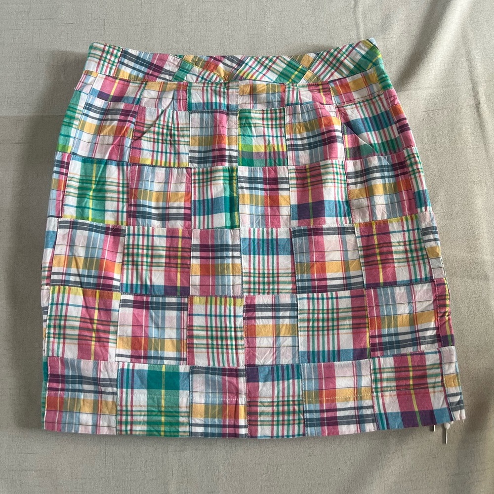 Talbots plaid patchwork Lace up skirt - Picture 7 of 9
